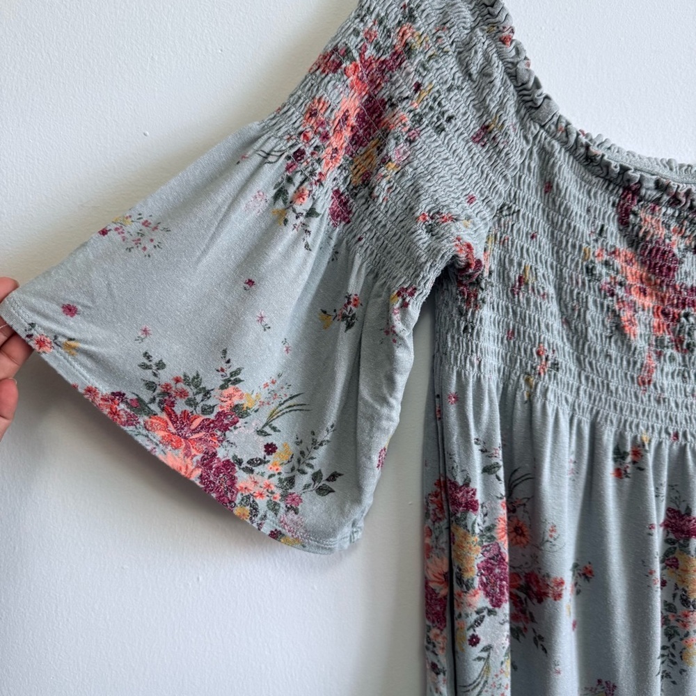 Rewind XL Boho Floral Smocked Bell Sleeve Top Cottagecore Romantic Fairy - Picture 2 of 6